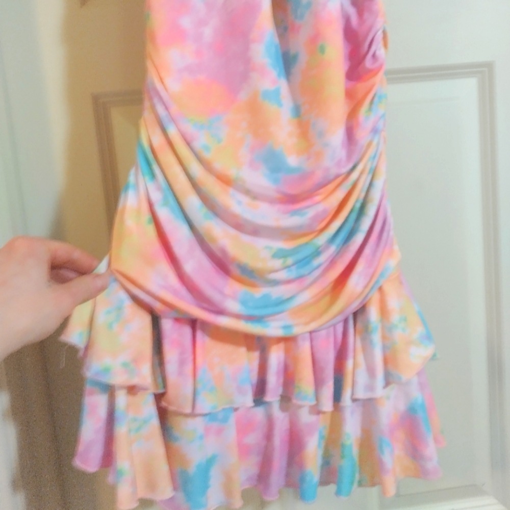mini backless multi colored dress